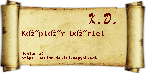 Káplár Dániel névjegykártya