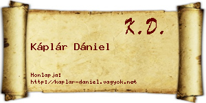 Káplár Dániel névjegykártya
